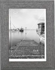 Clay Roberts Photo Picture Frames 7 x 5, Dark Grey, Pack of 3, Includes Mount for 6 x 4 Prints, Freestanding and Wall Mountable, 7