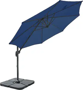 Jarder 3m Milan Blue Aluminium Cantilever Parasol with Base and Cover