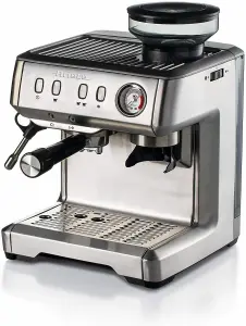 Ariete 1313 Metal Espresso Coffee Machine with Bean Grinder, Stainless Steel