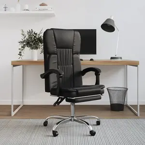 Berkfield Reclining Office Chair Black Faux Leather