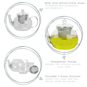 Argon Tableware - Deluxe Glass Infuser Teapot - 1.1 Litre - Clear