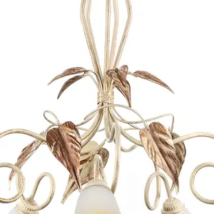 Luminosa Vanda 5 Light Multi Arm Pendant Ceiling Light, Ivory