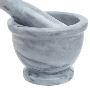 Maison by Premier Salerno Grey Marble Mortar And Pestle With Rim