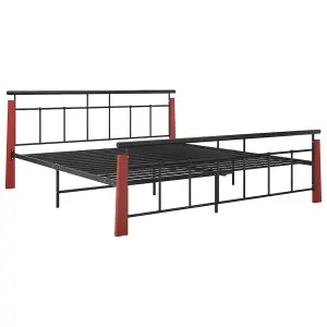 Berkfield Bed Frame Metal and Solid Oak Wood 180x200 cm 6FT Super King