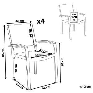 Set of 4 Garden Chairs PERETA Metal Grey