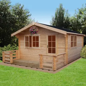 Shire Kinver 12x12 ft Toughened glass & 1 window Apex Wooden Cabin