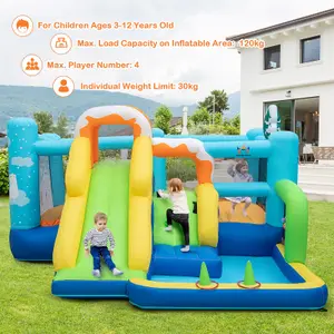 Costway 7-in-1 Jumbo Inflatable Bounce Castle Kids Jumping House w/ Long Slide