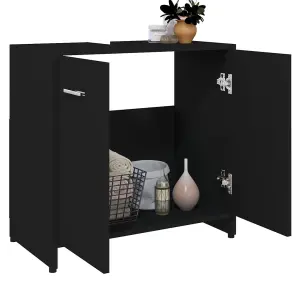 Berkfield Bathroom Cabinet Black 60x33x61 cm Engineered Wood