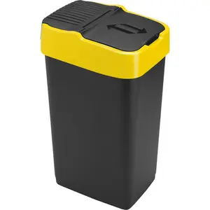 Plastic Swing Top Rubbish Bin Yellow / 35 / 43cm H x 23cm W x 29cm D