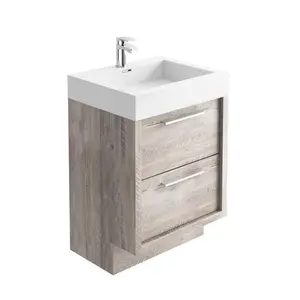 Walker 600mm Single Bathroom Vanity with Integrated Resin Basin Light Sawn Oak