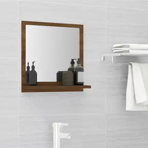 Dorlene Framed Wall Mounted Bathroom Mirror Brown Oak / 40 cm