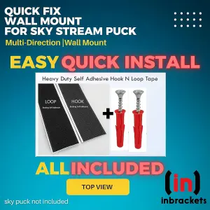 Sky Stream Puck Box Wall Mount  Multi Direction Bracket Easy Screwless Quick Install for Sky Stream Puck Wall Mount UK Made