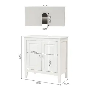 Freestanding Modern White Wooden Countertop Basin Sink Bathroom Cabinet