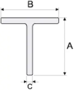 Aluminum Anodised Channel T Shape Section Bar, T -profile,  B90 1000x 20x20  mm