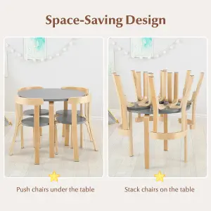 Costway 5-Piece Kids Table and Chair Set Children Wooden Activity Table 4 Curved Chairs