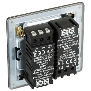 GoodHome Flat profile Double 2 way 200W Screwless Dimmer switch Black 2 gang