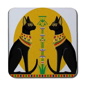 Illustration of Black Egyptian Cats with Papyrus (Coaster) / Default Title