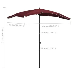 Berkfield Garden Parasol with Pole 200x130 cm Bordeaux Red