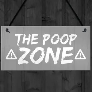 FUNNY Toilet Sign Warning POOP ZONE Bathroom Loo Plaque Shabby Chic Sign