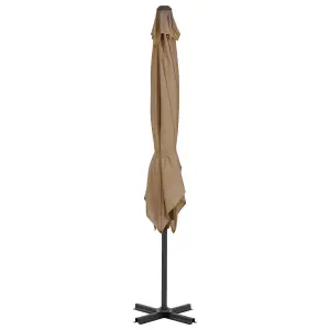 Berkfield Outdoor Umbrella with Portable Base Taupe