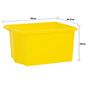 Wham 4x Stack & Store 35L Mixed Colour Plastic Storage Boxes. Home, Office, Classroom, Playroom, Toys, Books. L48 x W38 x H26cm