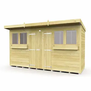 12 x 4 Feet Pent Summer Shed - Wood - L118 x W358 x H201 cm