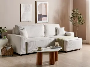 Sofa Bed ABACKA Off-White Corduroy Left Hand