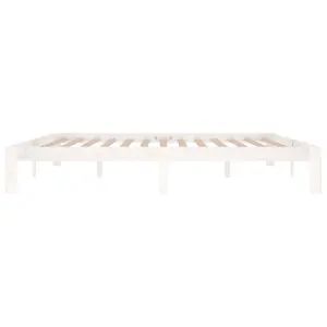 Berkfield Bed Frame White Solid Wood Pine 200x200 cm