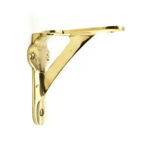 Oakcrafts - Pair of Solid Brass Gallows Style Shelf Brackets - 90mm x 90mm