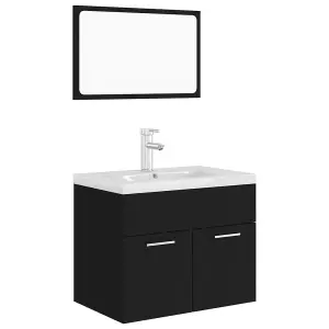 Berkfield Bathroom Furniture Set Black Engineered Wood