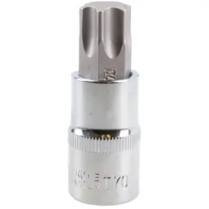 T70 Male Torx Bit Star Socket 1/2" Drive Standard Internal Chrome Vanadium Steel