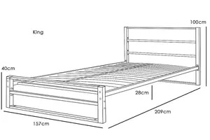 Hartfield White Metal King Size Bed Frame 5ft