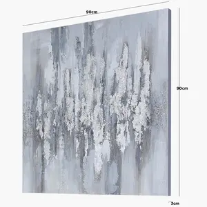 Abstract Wall Art for Bedroom & Living Room, Luxury Wall Mounted Canvas Painting (Set of 2) Grey/White