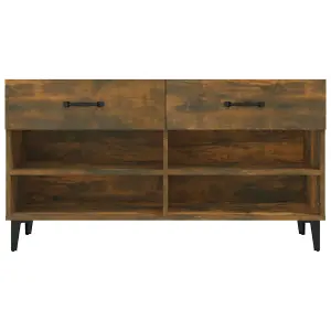 Berkfield Shoe Cabinet Smoked Oak 102x35x55 cm Engineered Wood