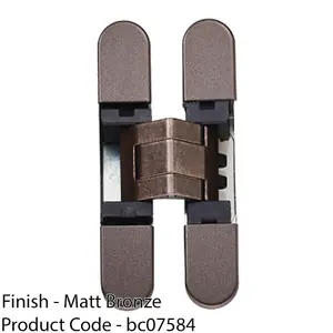 3D Adjustable Concealed Cabinet Hinge - 180 Degree Opening Wardrobe MATT BRONZE