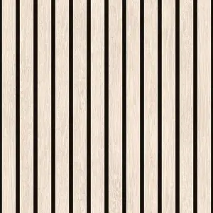 Muriva Ugepa Wooden Slats Panelling 3D Wood Panel Cream Black Stripe Wallpaper