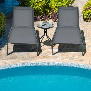 Costway Sun Lounger 6-Level Adjustable Fabric Chaise Chair Outdoor Relaxing Recliner