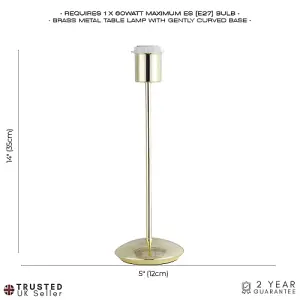 Contemporary and Sleek Polished Brass Metal Table Lamp Base with Inline Switch