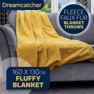 Dreamcatcher Blanket Throw Soft Faux Fur 160 x 130cm Overblanket Gold