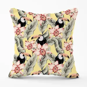 Toucans, Orchids And Palm Leaves Outdoor Cushion 45cm x 45cm