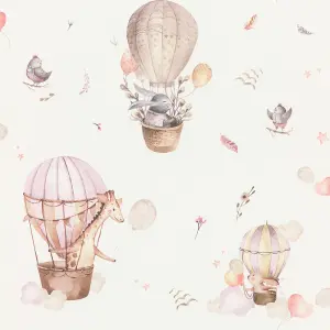 Balloon Adventure Wallpaper Pale Pink