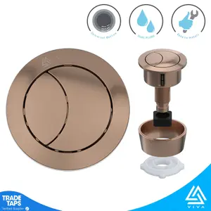 VIVA Brushed Copper Toilet Push Button Dual Flush Cistern Universal Fitting 40/50/60mm