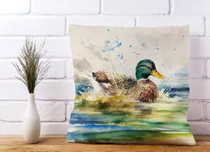 Splashing Mallard Watercolour Cushions 45cm x 45cm