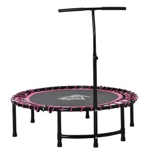 HOMCOM Foldable Trampoline Silent Bouncer Jumper w/ Adjustable Handle -Pink