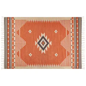 Cotton Kilim Area Rug 200 x 300 cm Orange GAVAR