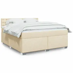 Berkfield Box Spring Bed with Mattress Cream 180x200 cm Fabric