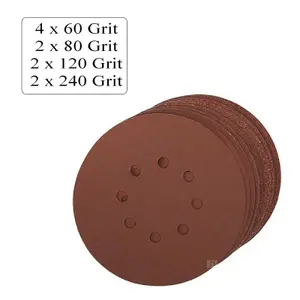 10 x Hook and Loop 150mm Sanding Disc Sheets 120 Grit Palm Sander Orbital Pads