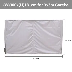 SunDaze White Side Panel with Zipper for 3x3M Pop Up Gazebo Tent 1 Piece