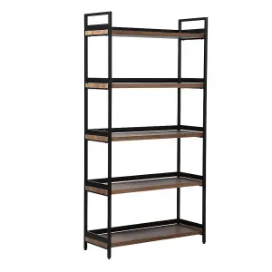 Racking Solutions 5 Tier Industrial Contemporary Home Storage Shelving Oak Style Finish & Matt Black Metalwork 1750mm H x 900mm W