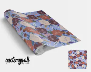 QuoteMyWall Pastel Blue Spring Floral Blooms Self Adhesive Vinyl For Furniture & Kitchen Worktops